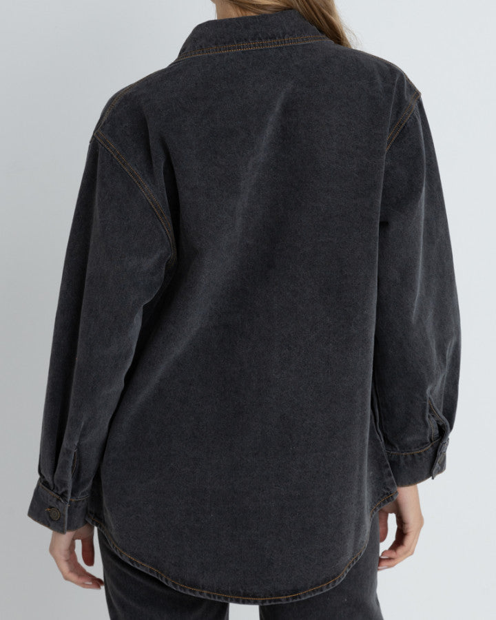 Chaqueta Mujer Oversized Denim Jacket - Grey