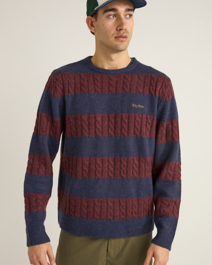 Sweater Hombre Pablo Mohair Stripe Knit- Mahogany