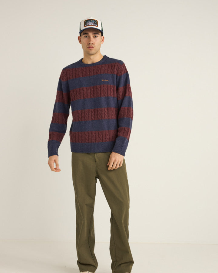 Sweater Hombre Pablo Mohair Stripe Knit- Mahogany