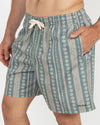 Traje de Baño Hombre Paisley Stripe Beach Short - Olive