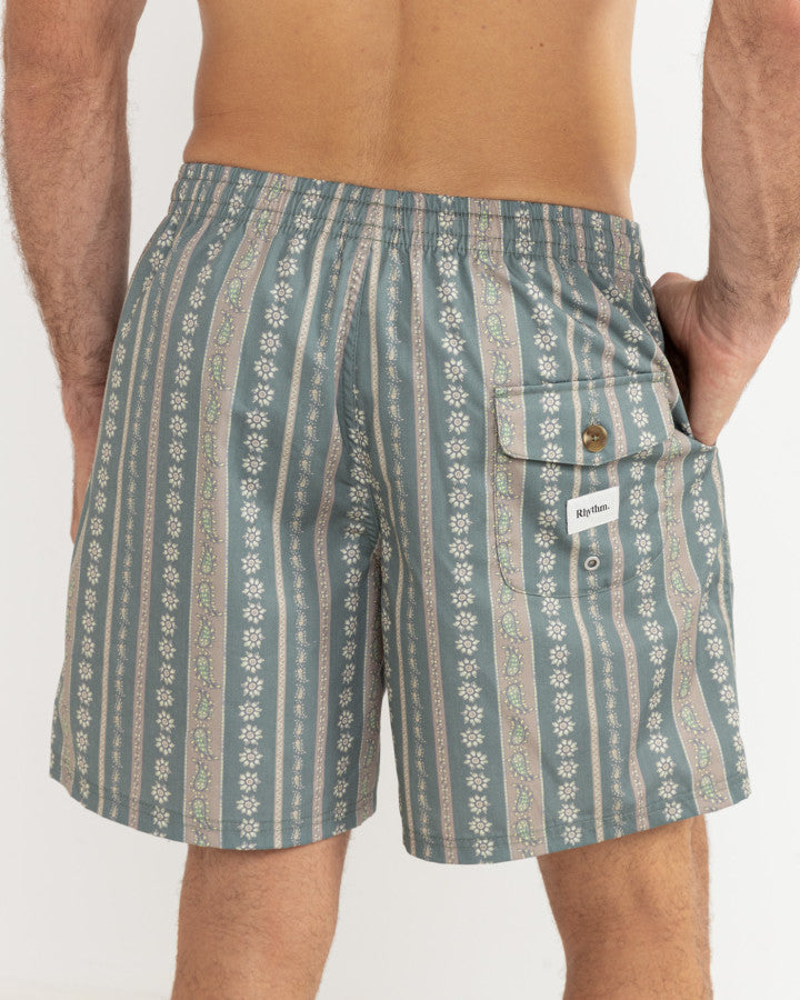 Traje de Baño Hombre Paisley Stripe Beach Short - Olive