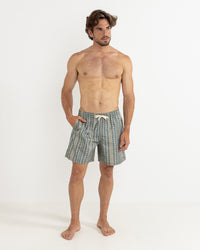 Traje de Baño Hombre Paisley Stripe Beach Short - Olive