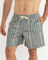 Traje de Baño Hombre Paisley Stripe Beach Short - Olive