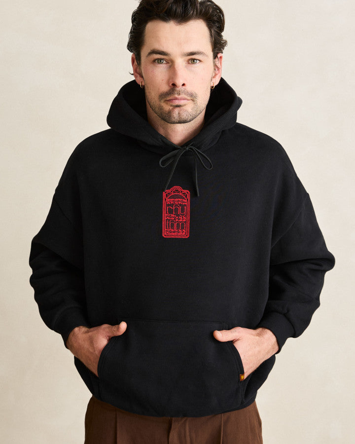 Poleron Hombre Pressed Petal Hood - Black
