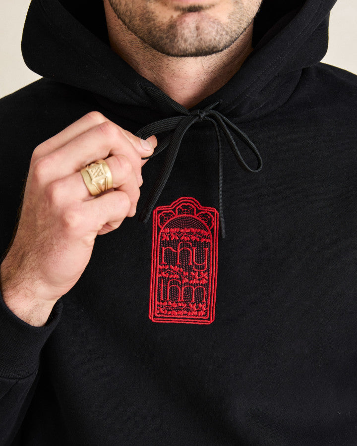 Poleron Hombre Pressed Petal Hood - Black