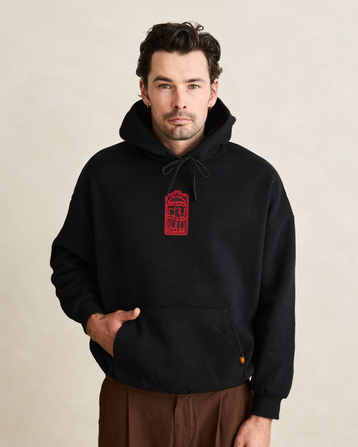 Poleron Hombre Pressed Petal Hood - Black