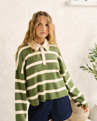 Sweater Mujer Rugby Polo Knit - Olive
