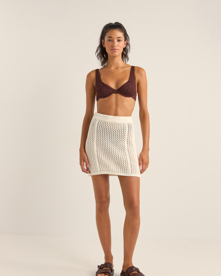 Falda Mujer Seashell Knit Mini Skirt - White