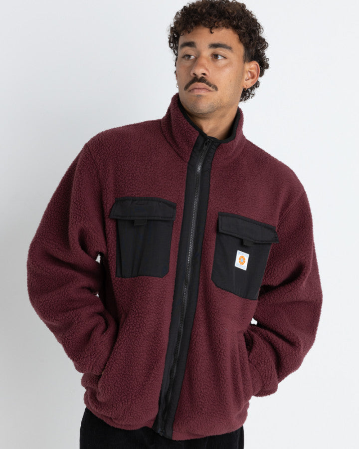Polar Hombre Sherpa Zip Thru Fleece - Oxblood