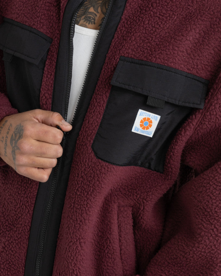 Polar Hombre Sherpa Zip Thru Fleece - Oxblood