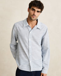 Camisa Hombre Striped Linen Shirt - Vintage Blue
