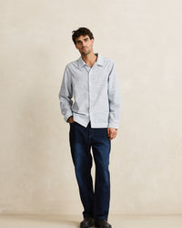 Camisa Hombre Striped Linen Shirt - Vintage Blue