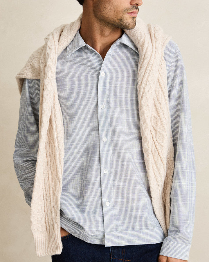 Camisa Hombre Striped Linen Shirt - Vintage Blue