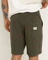 Short Hombre Textured Linen Box Jam - Olive