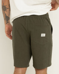 Short Hombre Textured Linen Box Jam - Olive