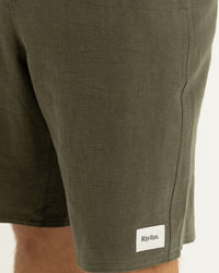 Short Hombre Textured Linen Box Jam - Olive