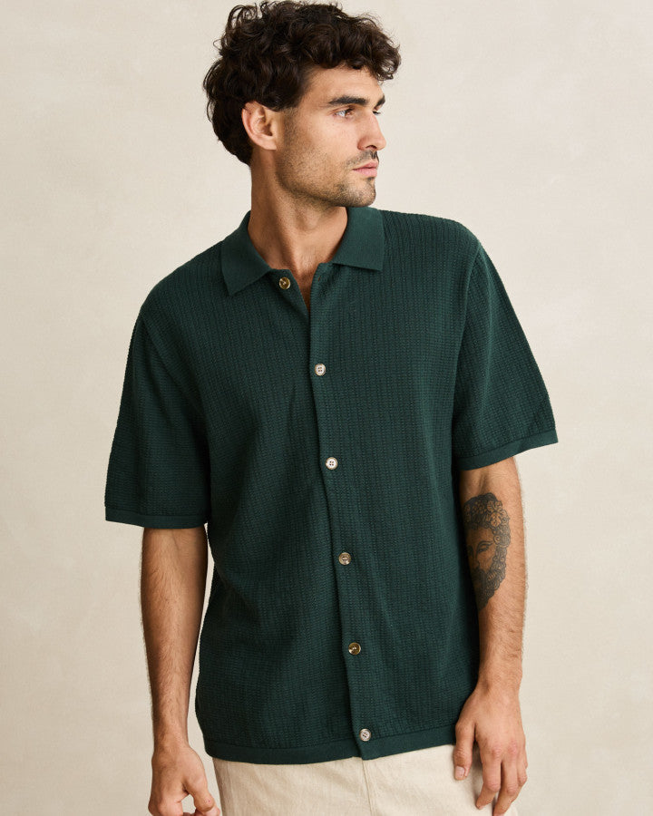 Camisa Hombre Textured Knit Shirt - Forest