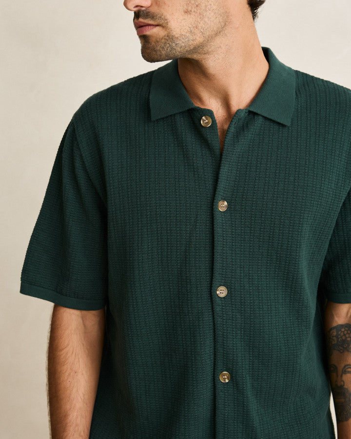 Camisa Hombre Textured Knit Shirt - Forest