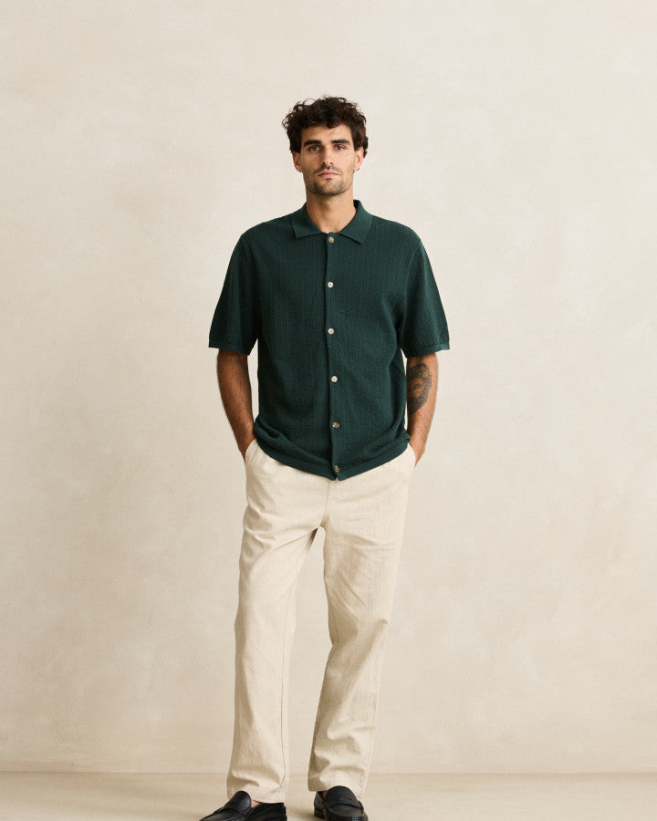 Camisa Hombre Textured Knit Shirt - Forest