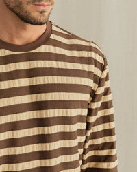 Polera Hombre Textured Stripe LS - Brown