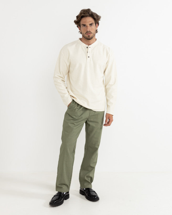 Polera Hombre Vintage Terry LS Henley - Natural