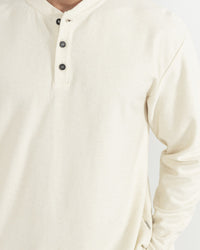 Polera Hombre Vintage Terry LS Henley - Natural