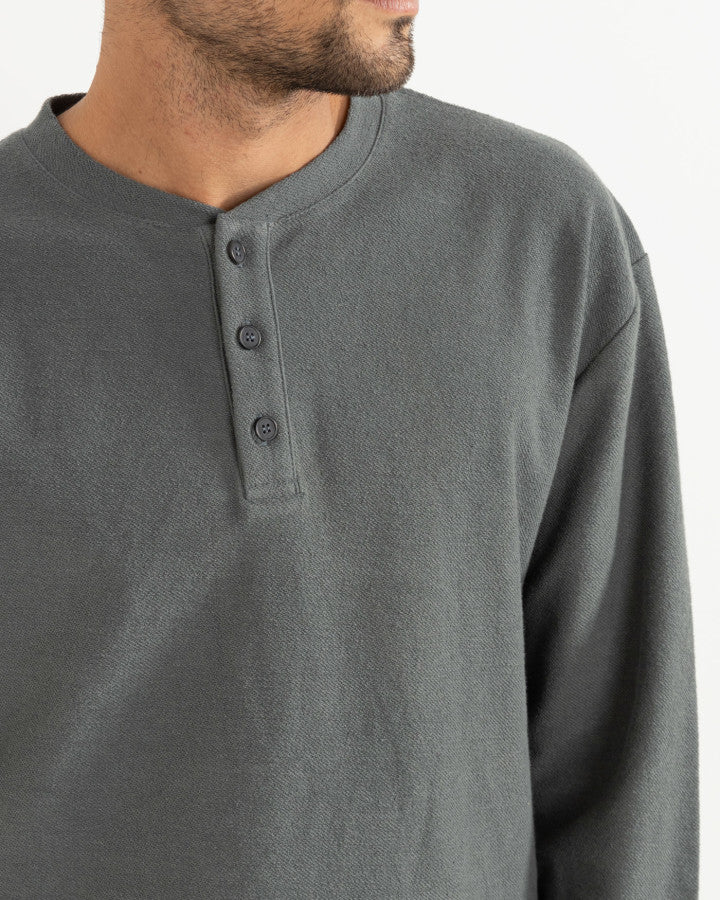 Polera Hombre Manga Larga Vintage Terry - Silver Pine