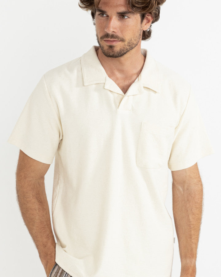 Polera Hombre Vintage Terry Polo - Natural