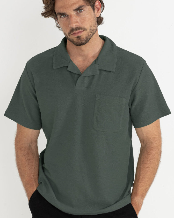 Polera Hombre Vintage Terry Polo - Silver Pine