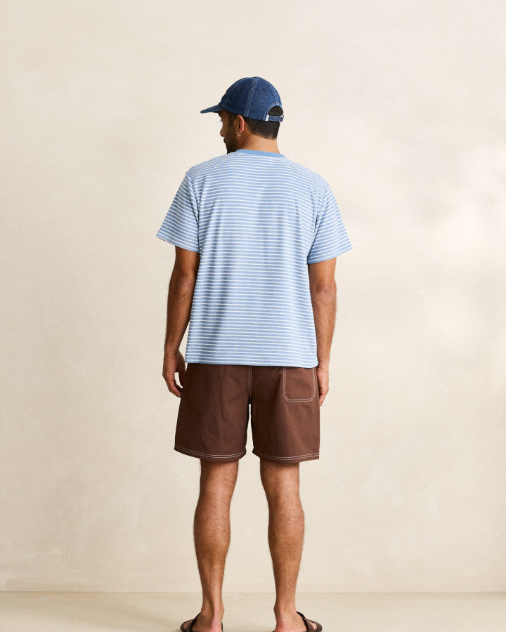 Polera Hombre Vintage Terry Stripe - Blue
