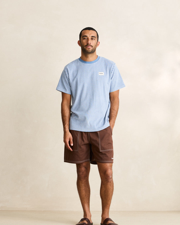 Polera Hombre Vintage Terry Stripe - Blue