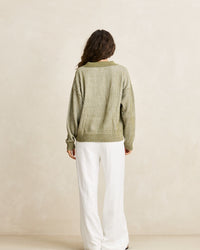 Sweater Mujer Vista Stripe Collared Jumper - Olive