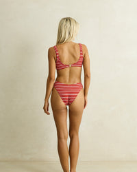 Bikini Bottom Vista Stripe Hi Cut - Red