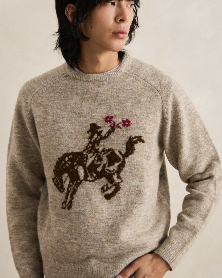 Sweater Hombre Westerns Plain Knit - Natural