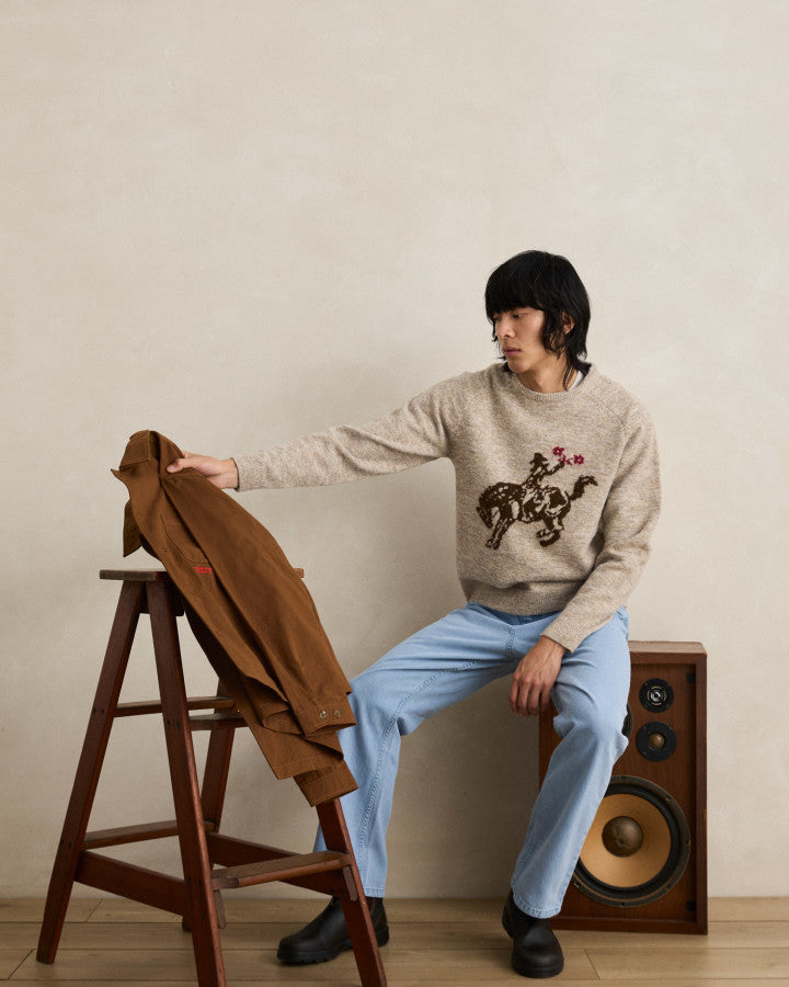 Sweater Hombre Westerns Plain Knit - Natural