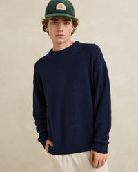 Sweater Hombre Worn Path Knit - Navy
