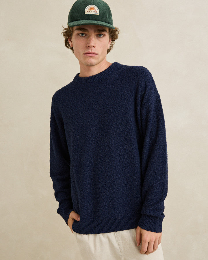 Sweater Hombre Worn Path Knit - Navy