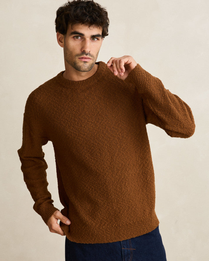 Sweater Hombre Worn Path Knit - Tobacco