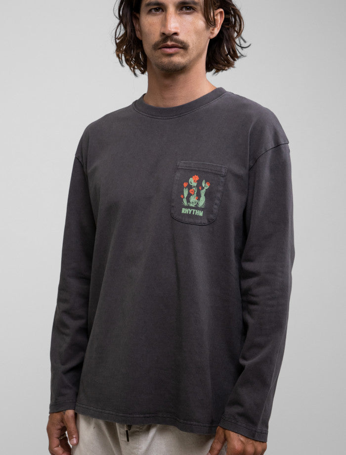 Polera Hombre Cactus LS Pocket Vintage Black