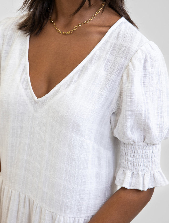 Vestido Chloe Tiered Midi White