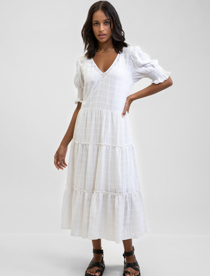 Vestido Chloe Tiered Midi White