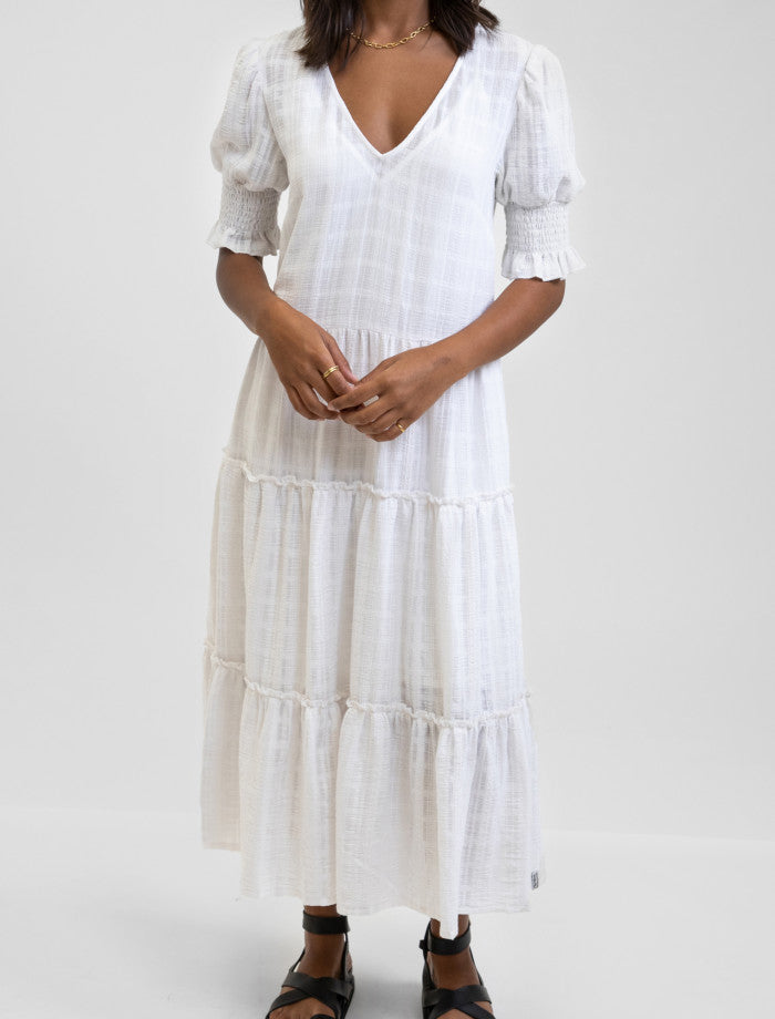 Vestido Chloe Tiered Midi White