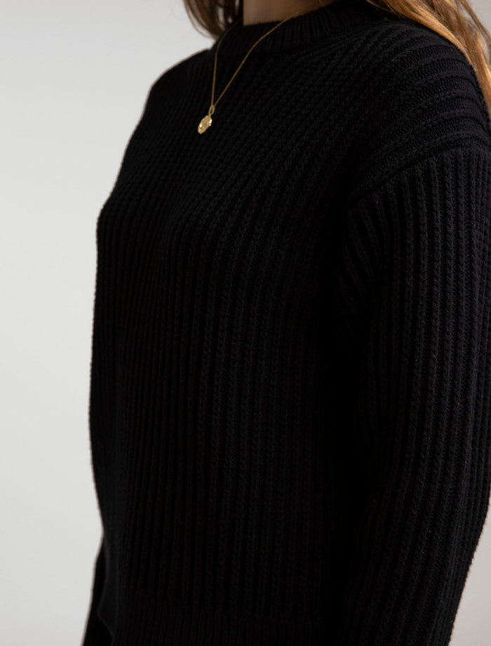 Sweater Mujer Classic Cable Knit Black