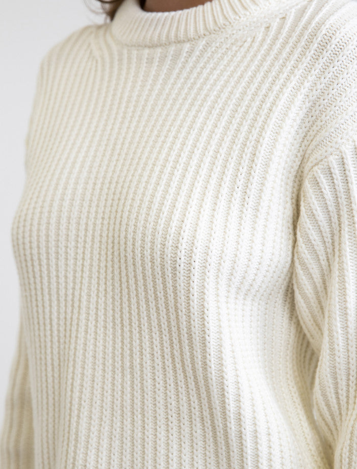 Sweater Mujer Classic Cable Knit Vintage White – Preppy Beach
