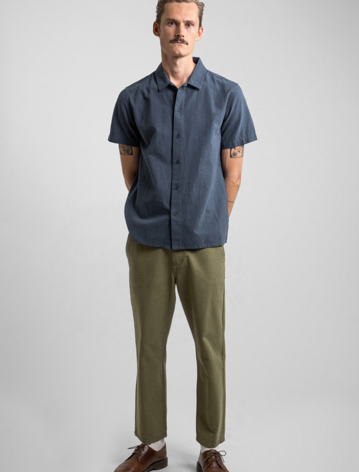 Camisa Hombre Classic Linen SS Worn Navy