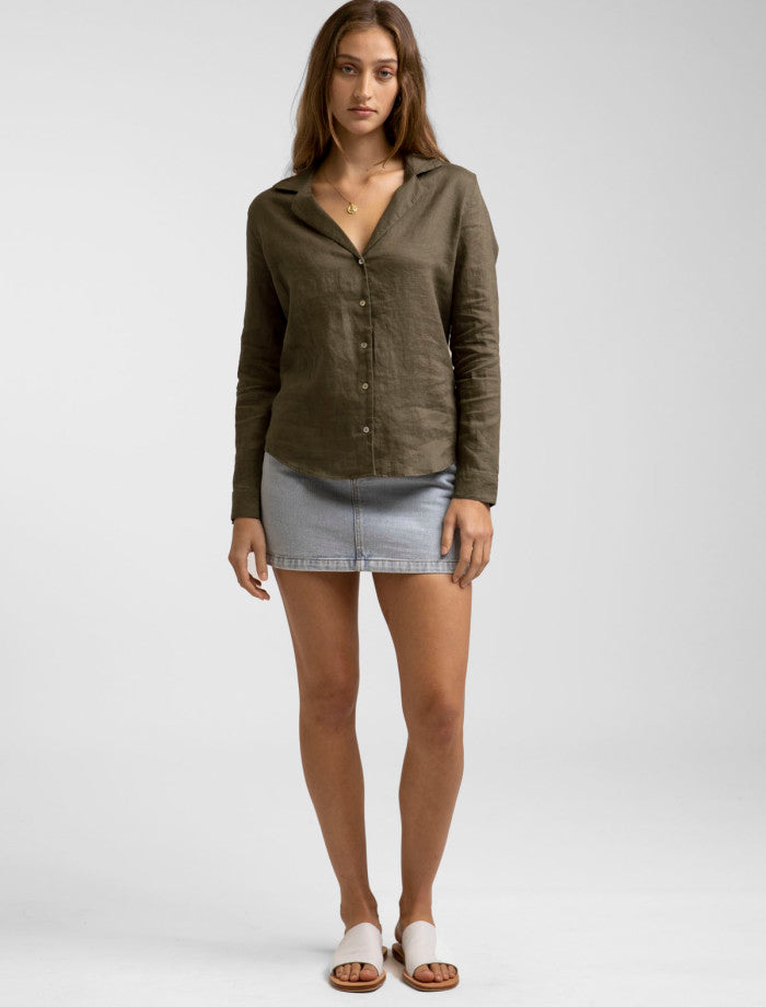 Blusa Mujer Classic Long Sleeve Olive