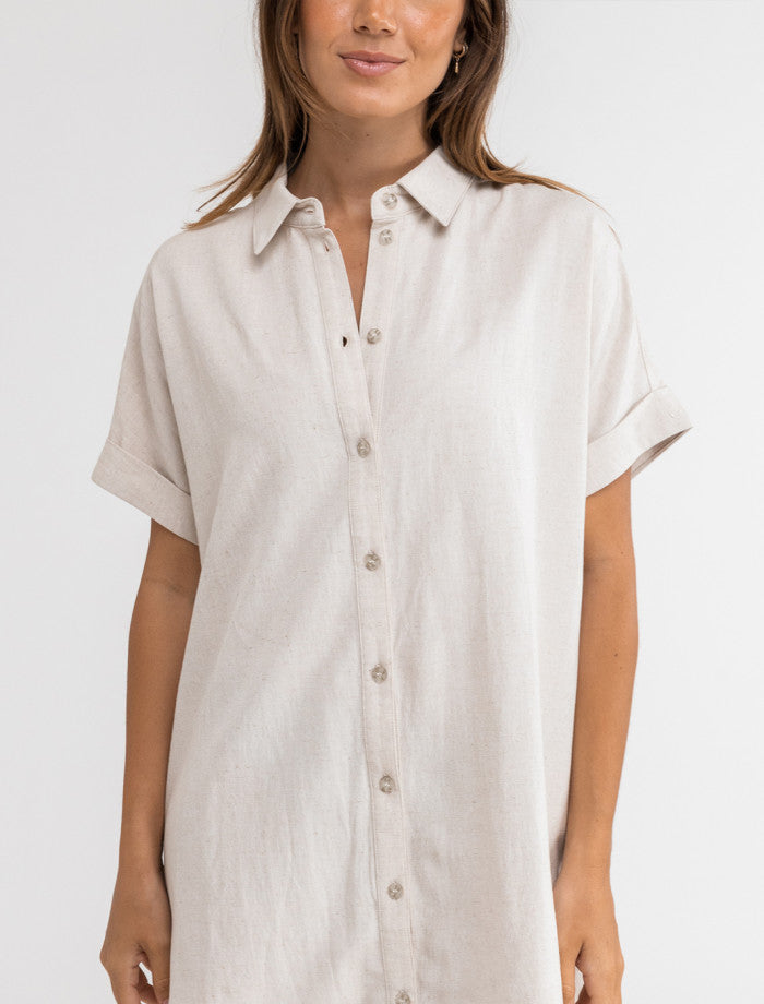 Vestido Mujer Classic Shirt Dress - Oat
