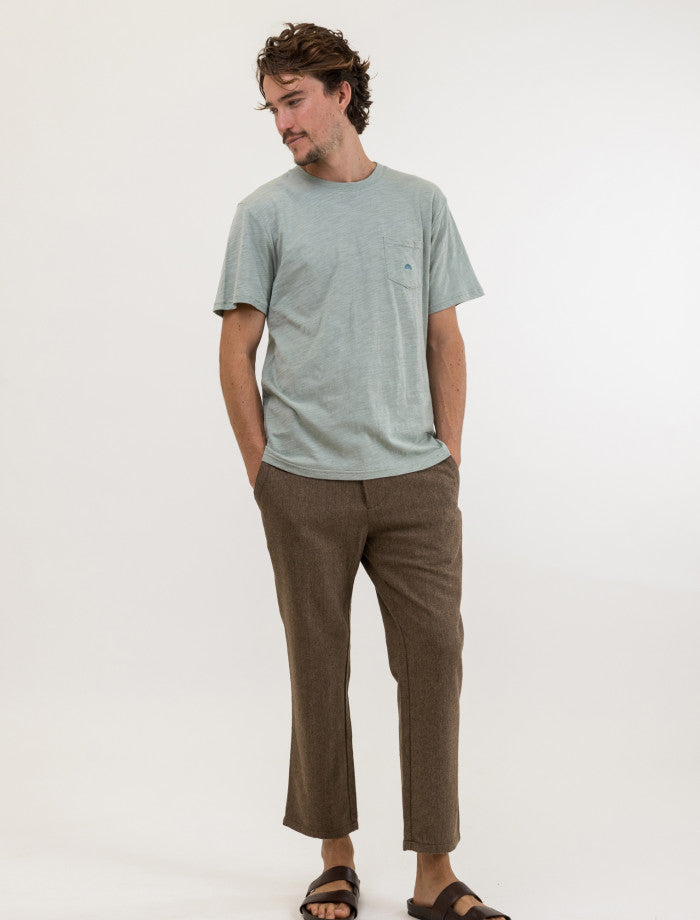 Polera Hombre Embroidered Pocket Seafoam