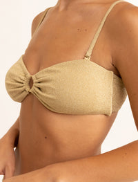 Bikini Top Glitter Ring Bandeau Gold