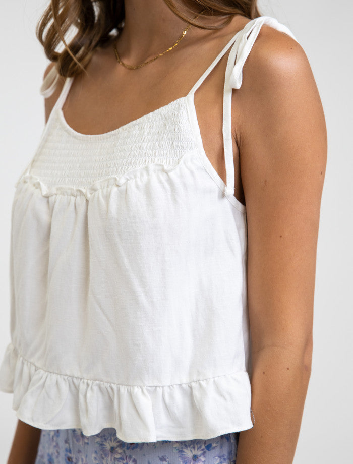 Polera Maisie Shirred Top White